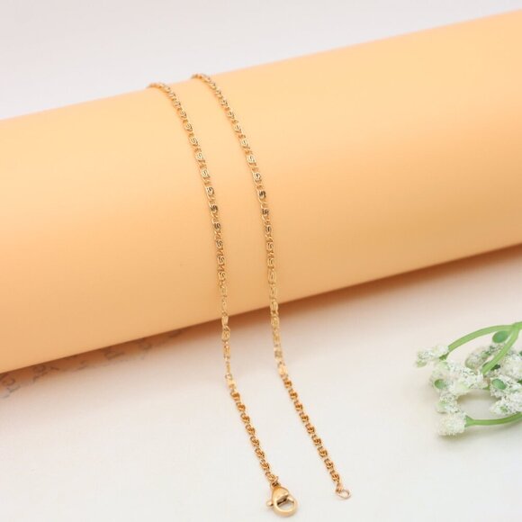 Elegant Rose Gold Plated Chain Necklace with Classic Pattern, XPNL0391 - Picture 9 of 11